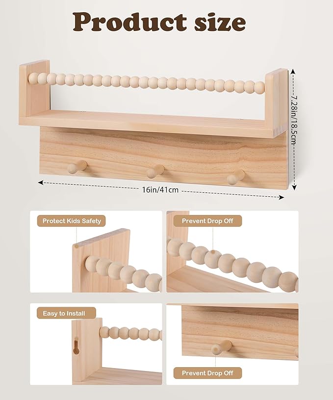 BOMID Wall Bookshelves, Nursery Shelves, Floating Book Shelves