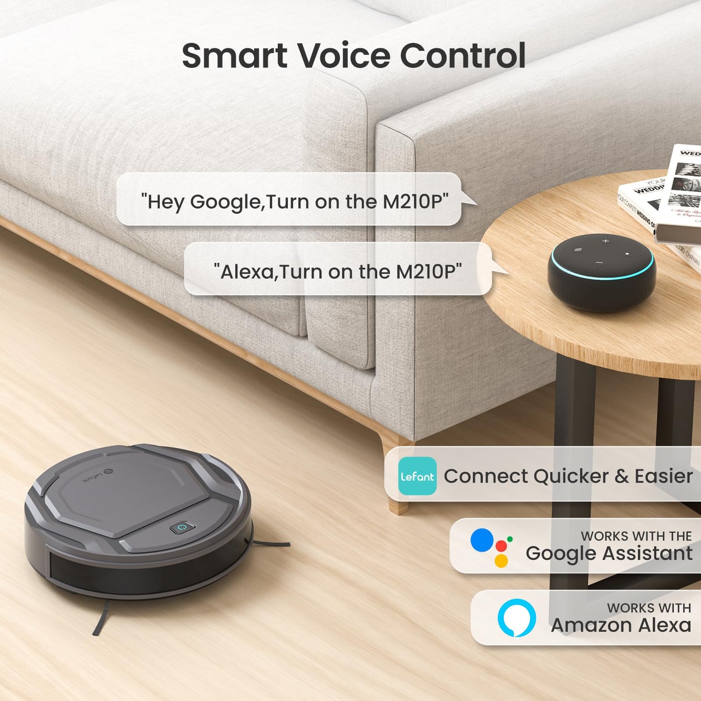 Lefant Robot Vacuum M210 Pro, Super Slim, Powerful Suction with No Tangling Port,Quiet,120 Min Runtime, Self-Charging Robotic Vacuum Cleaner, Ideal for Pet Hair, Hard Floor,App & Voice Control