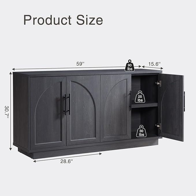 Fatmok Buffet Cabinet with Storage, Wood Media TV Console Table Credenza