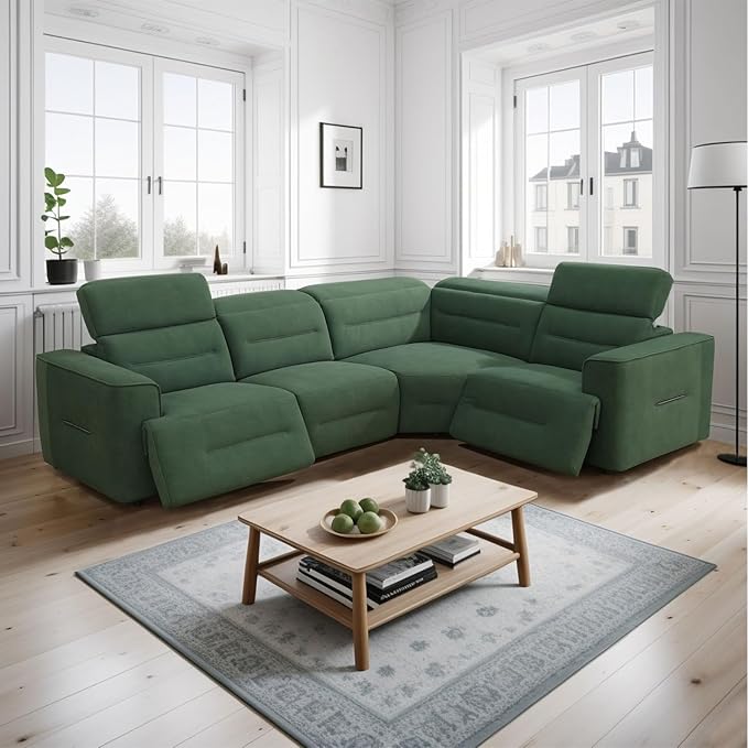 Power Recliner Sectional Sofa, L-Shaped Living Room Furniture Set, Reclining