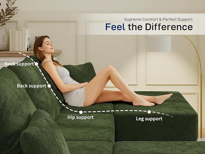 Living&Giving 101" U-Shaped Cloud Sectional Couch