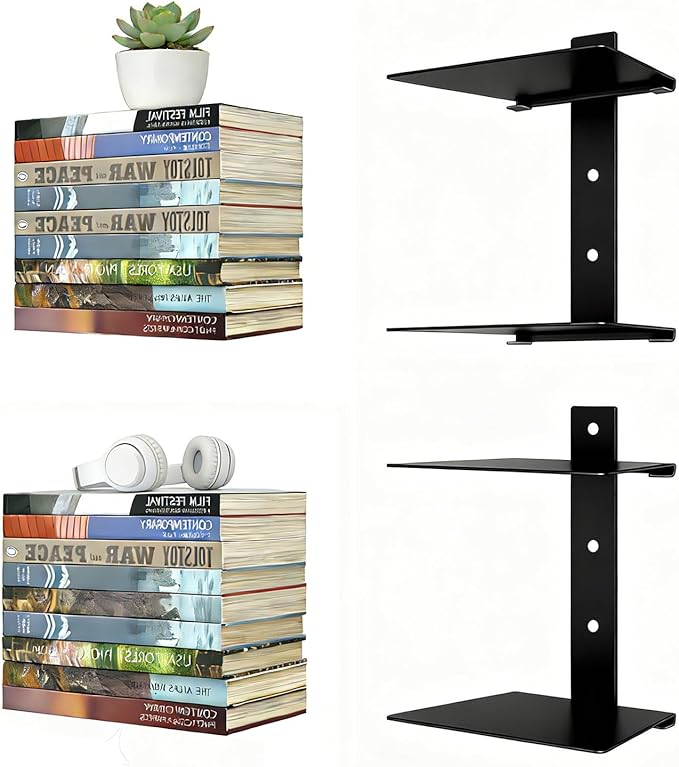 Invisible Floating Bookshelves 4 Tier, Heavy Duty Metal Book Organizer