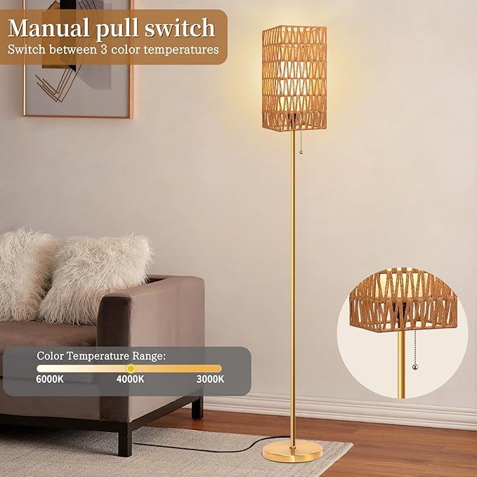 Ruiever Floor Lamp for Living Room, Farmhouse Floor lamp, Modern Standing lamp
