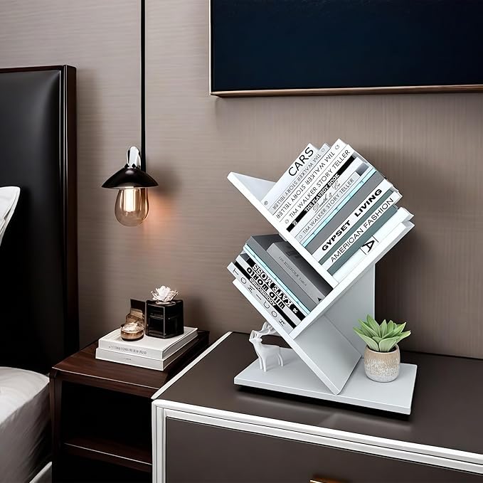 Godferyxin Tree Bookshelf, 3-Tier Small Bookcase
