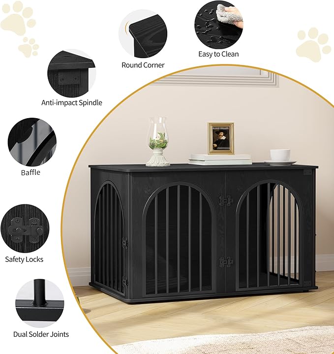 Hzuaneri 39.4" Wooden Dog Crate Furniture, Indoor Dog Kennel Dogs Cage