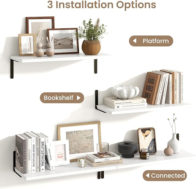 Fun Memories Deep Floating Shelves, 24W x 8D Floating Shelves Set of 2