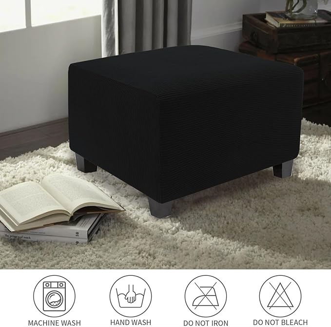NeColorLife Stretch Ottoman Cover Square Oversized Soft Knitted Jacquard Thick