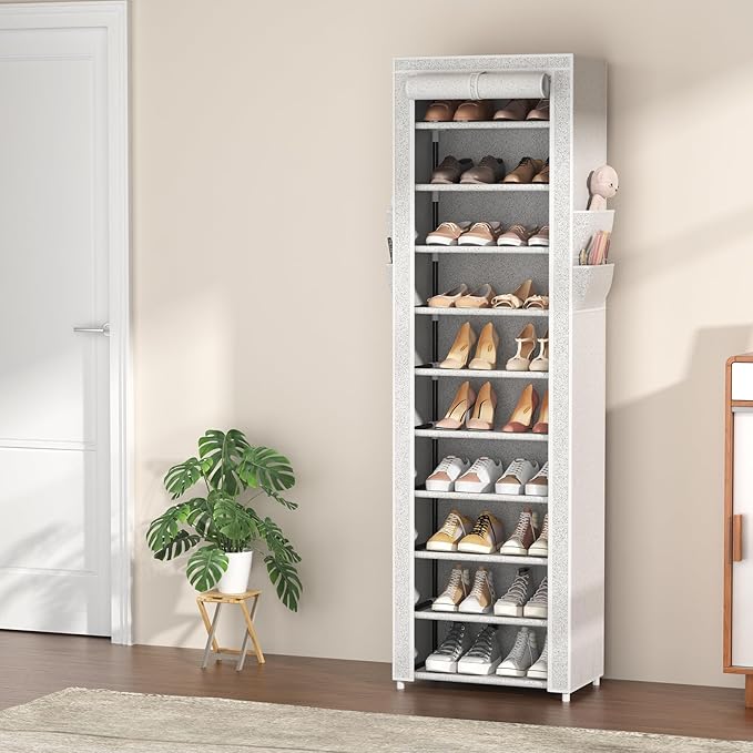 VTRIN Vertical Narrow Shoe Rack Organizer Tall Shoe Rack