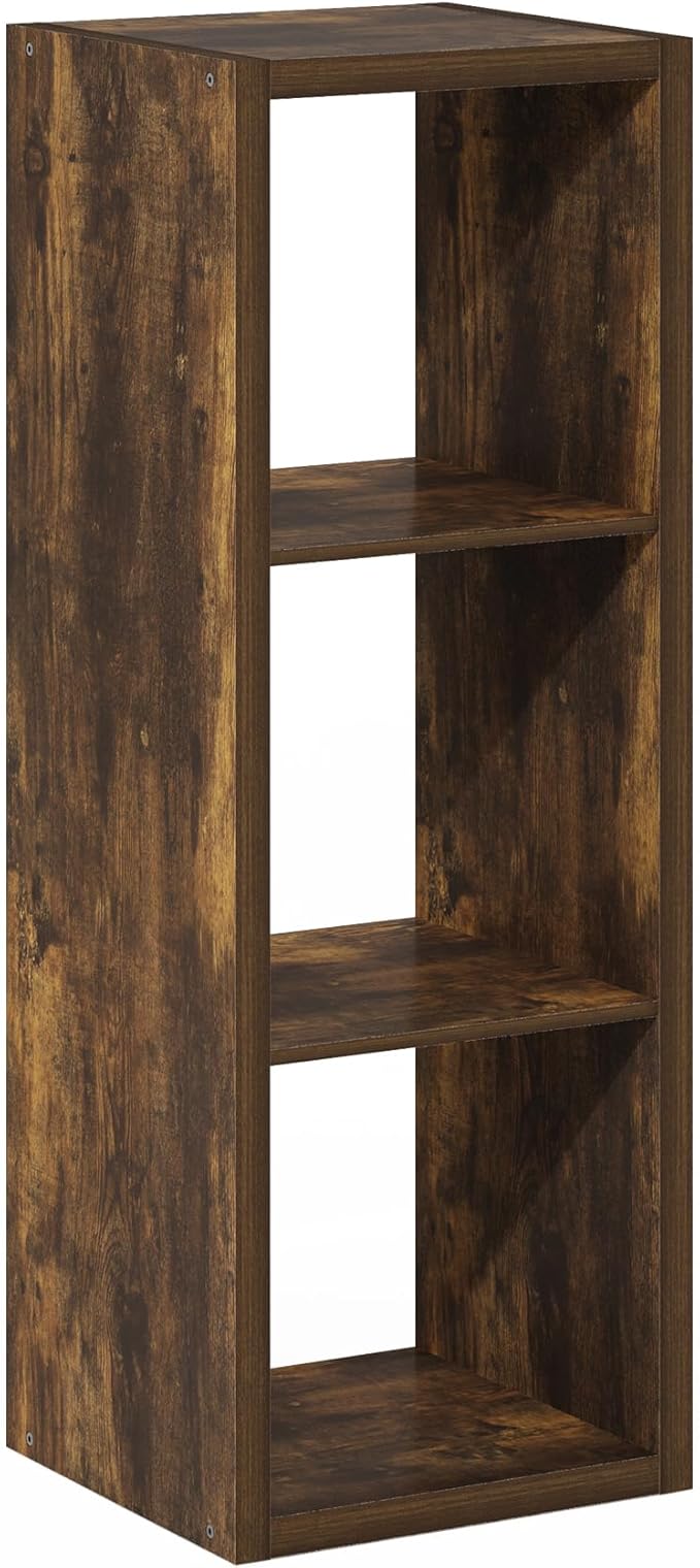 Furinno Cubicle Book Shelf, 3-Cube Bookshelf, Extra Thick Frame Horizontally &
