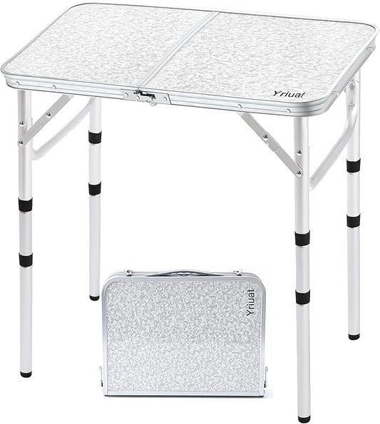 Yriuat Folding Camping Table 2ft Portable Picnic Table Adjustable Height Small