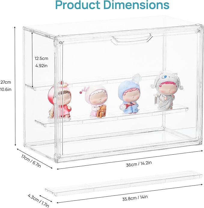 Vtopmart 4 Pack Acrylic Display Case, Stackable Figure Display Case