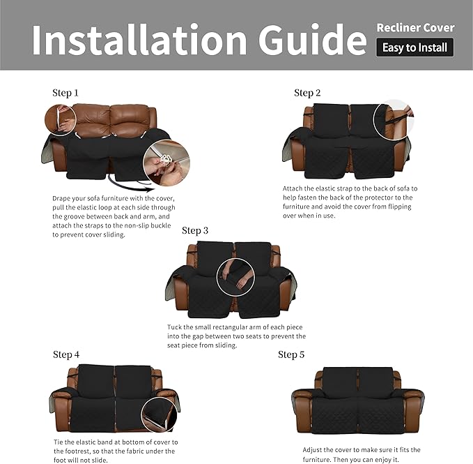 Easy-Going Loveseat Recliner Cover, Reversible Couch Cover