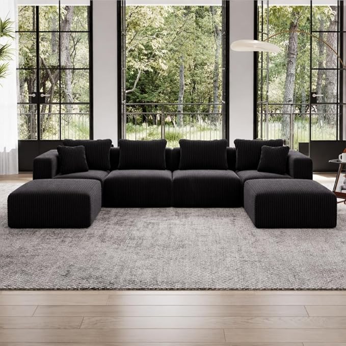 Avenco 141” U-Shaped Modular Sectional Couch Sofa