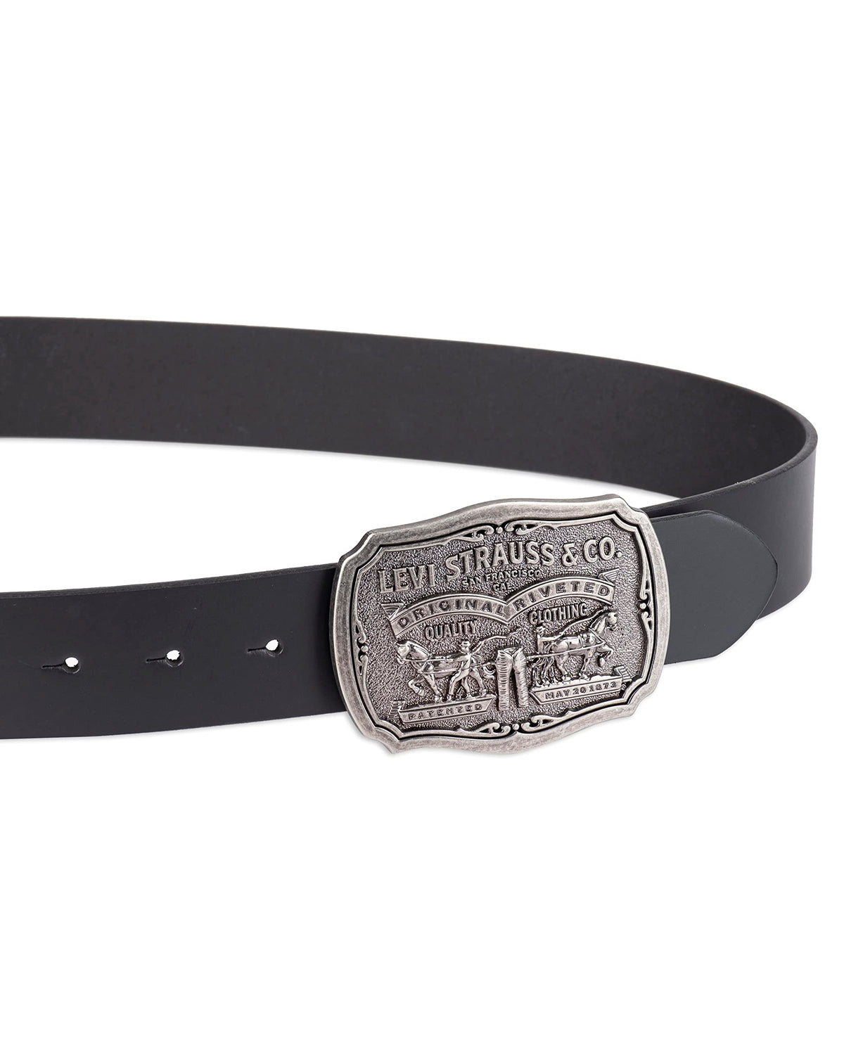 Levi's Men's Leather Belt With Antiqued Buckle,Black,40
