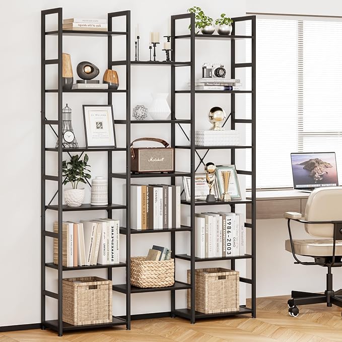 NUMENN Triple Column 6 Tier Bookshelf, Bookcase