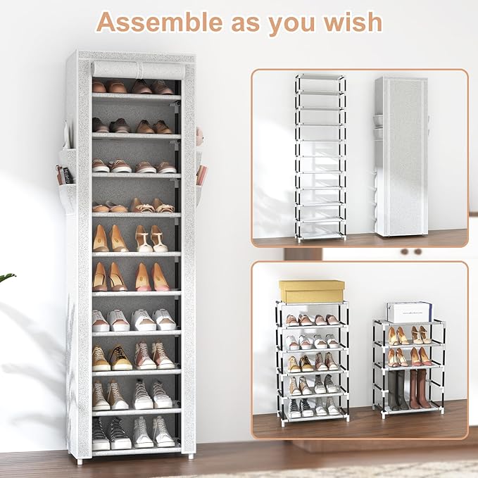 VTRIN Vertical Narrow Shoe Rack Organizer Tall Shoe Rack