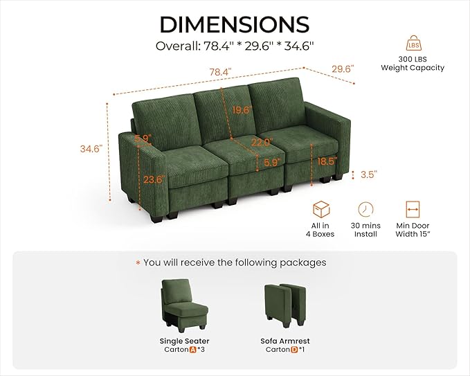 CHIC HOUSE Modular Sectional Sofa