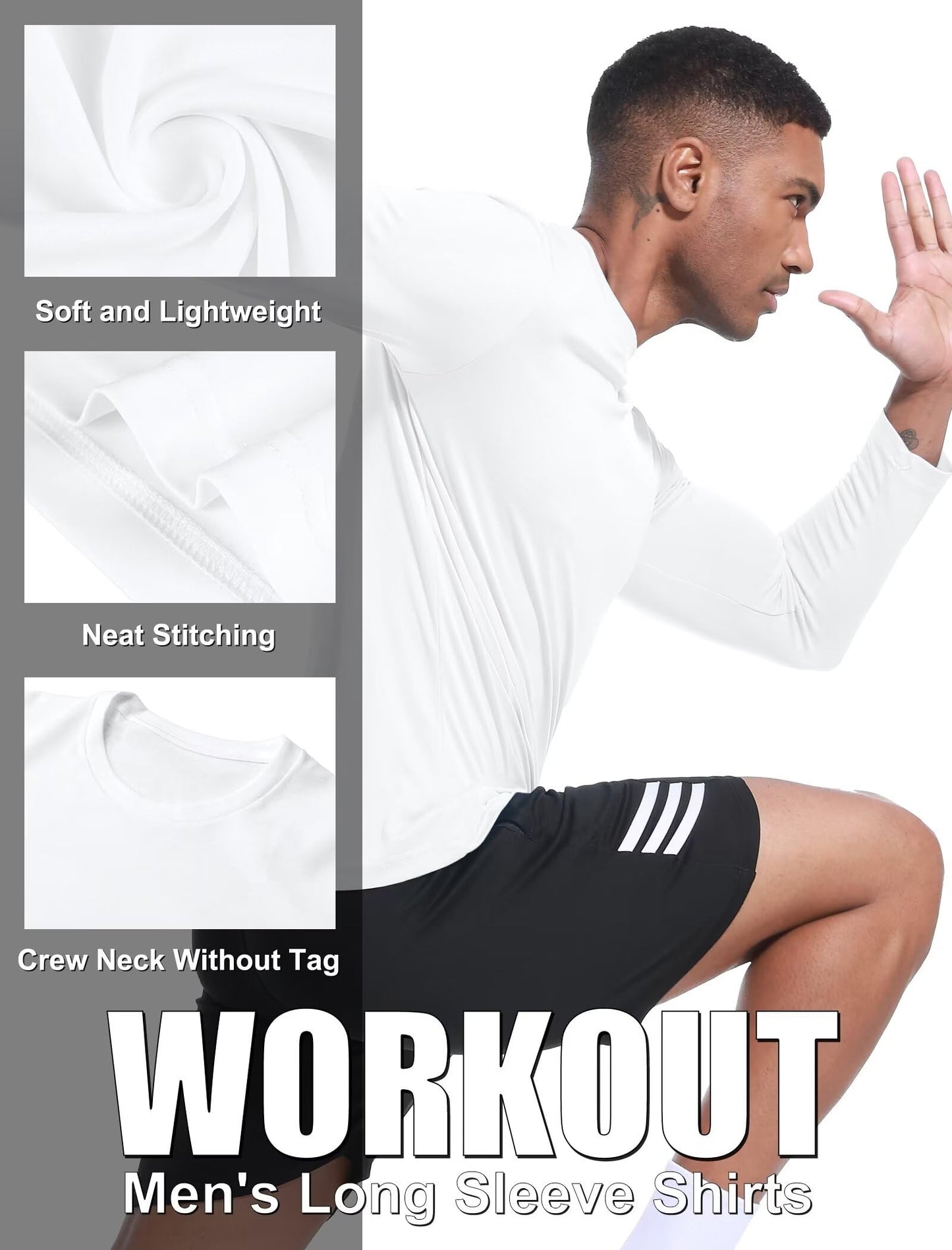 OYGSieg 6 Pack Long Sleeve Shirts for Men Moisture Wicking UPF SPF Sun Protection Tee Shirts Workout T Shirts Casual L