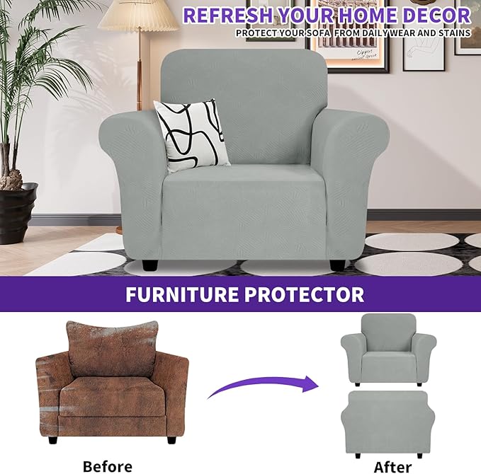 ZNSAYOTX Chair Cover with Arms, New Striped Sofa Chair Covers