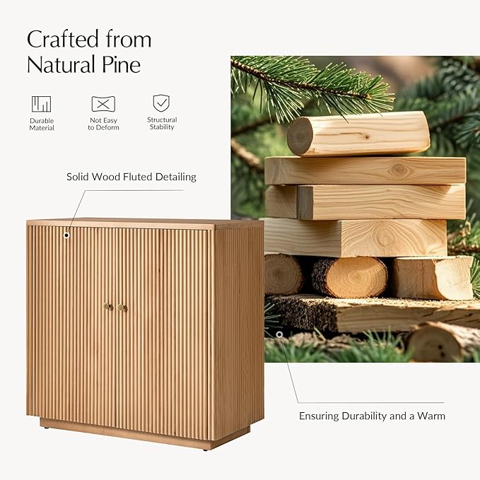 HULALA HOME Solid Wood Sideboard Buffet Cabinet