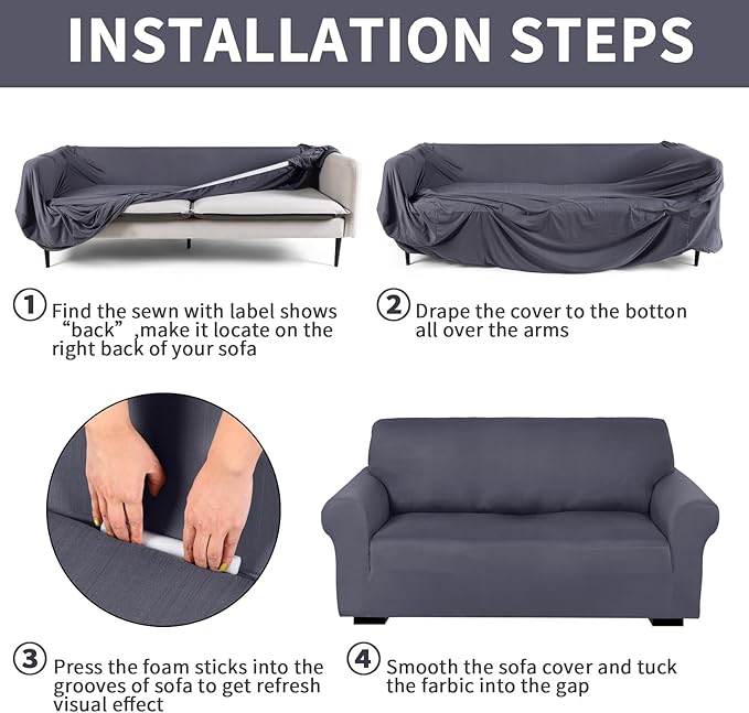 Peryiter 2 Pcs Sofa Covers Couch and Loveseat Covers Set Stretch Sofa Slipcover