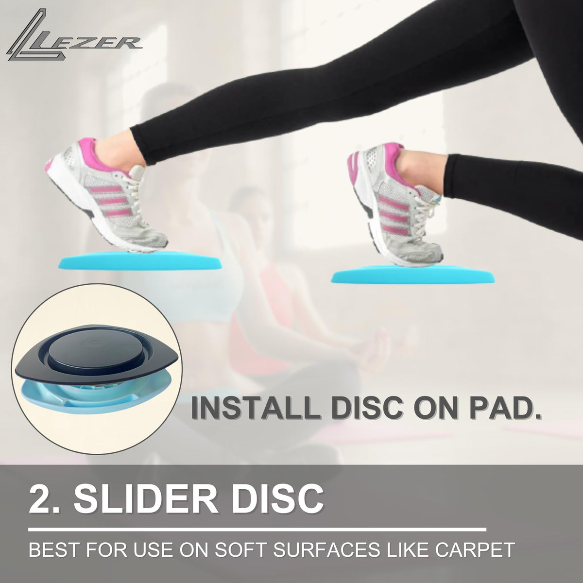 LEZER 2 IN 1 Yoga Knee Pad Slider, Core Gliding Disc, Extra Thick Yoga Mat, Cushion, Wrist Support, Exercise, Home Gym Workout Equipment, Honeycomb Structure, Set of 2