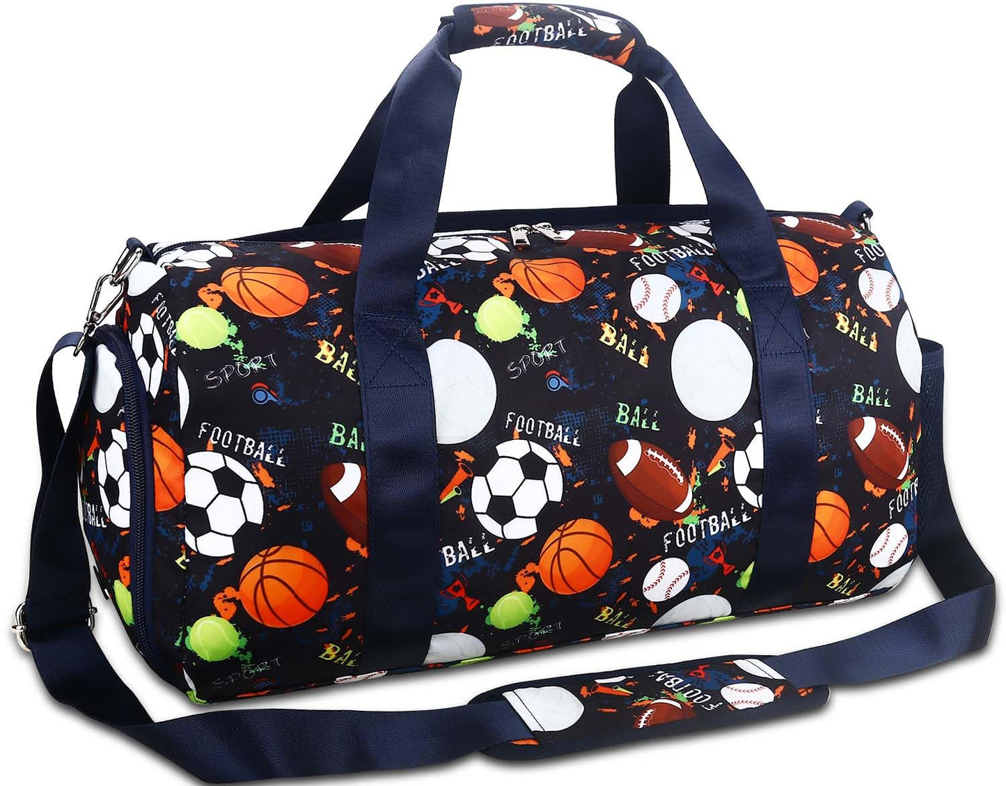 Gym Travel Duffle Bag for Boys - Gymnastics Sports Dance Bag with Shoe Compartment & Wet Pocket Football Kids Travel Bag Teens Weekender Sleepover Carry