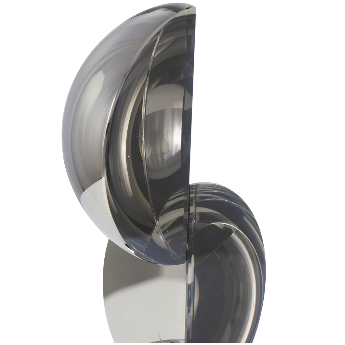 Deco 79 Crystal Geometric Decorative Sculpture Quartered Stacked Orbs Home Decor Statue with Square Black Base, Accent Figurine 5" x 4" x 16", Dark Gray