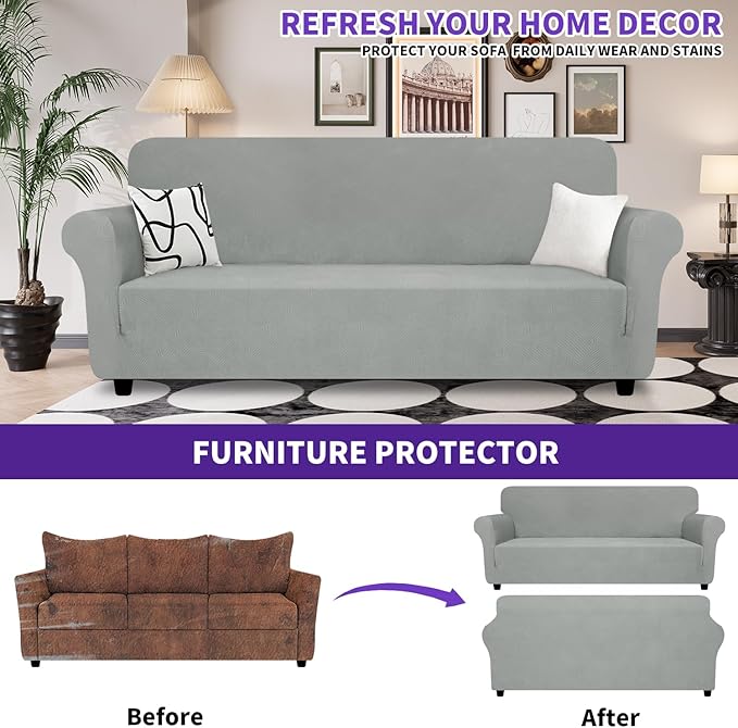 ZNSAYOTX Oversized Super Stretch Couch Cover, New Striped Sofa Covers