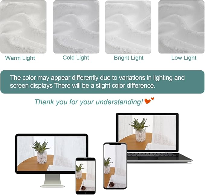 Chyhomenyc Semi Sheer Curtains 84 Inches Long 2 Panels Set, Light Filtering