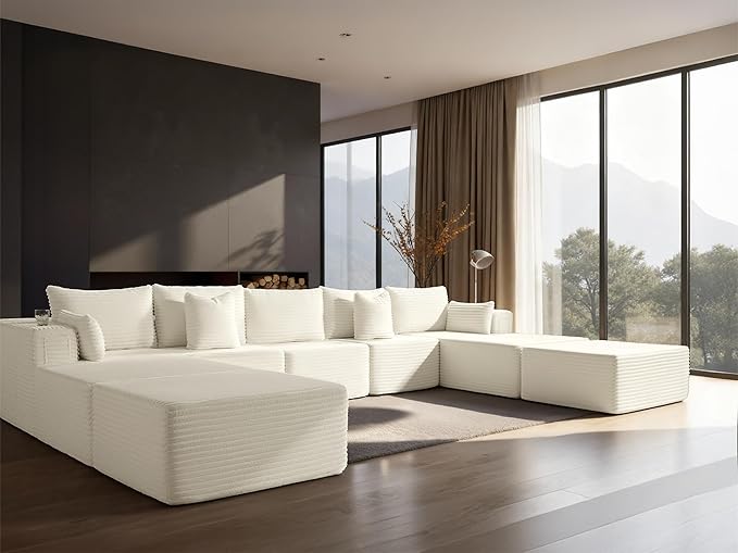 168" Cloud Sectional Couch, Comfort U Shaped Sofa