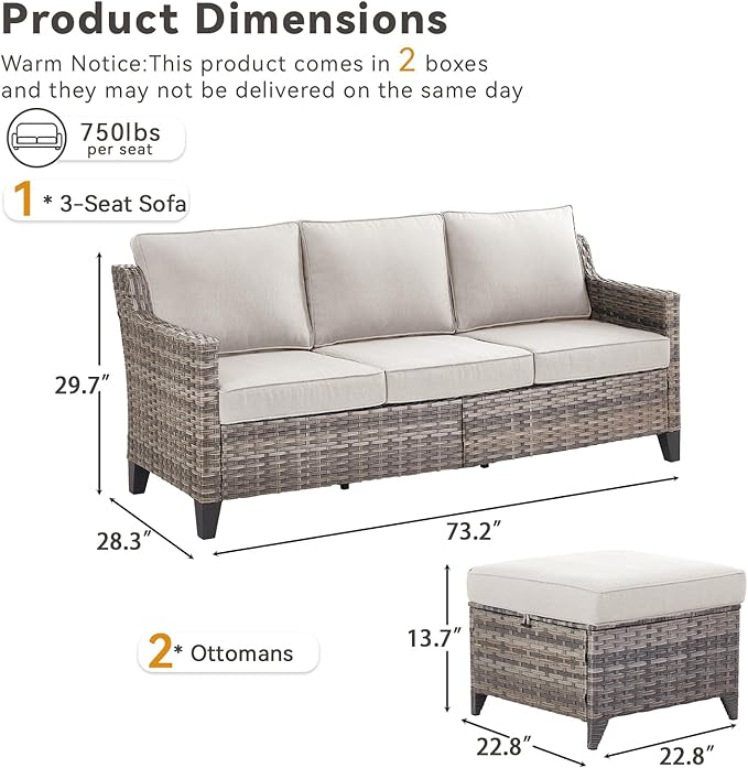Buenhomino 3 Pieces Patio Furniture Sofa Set-Outdoor Wicker Patio Furniture