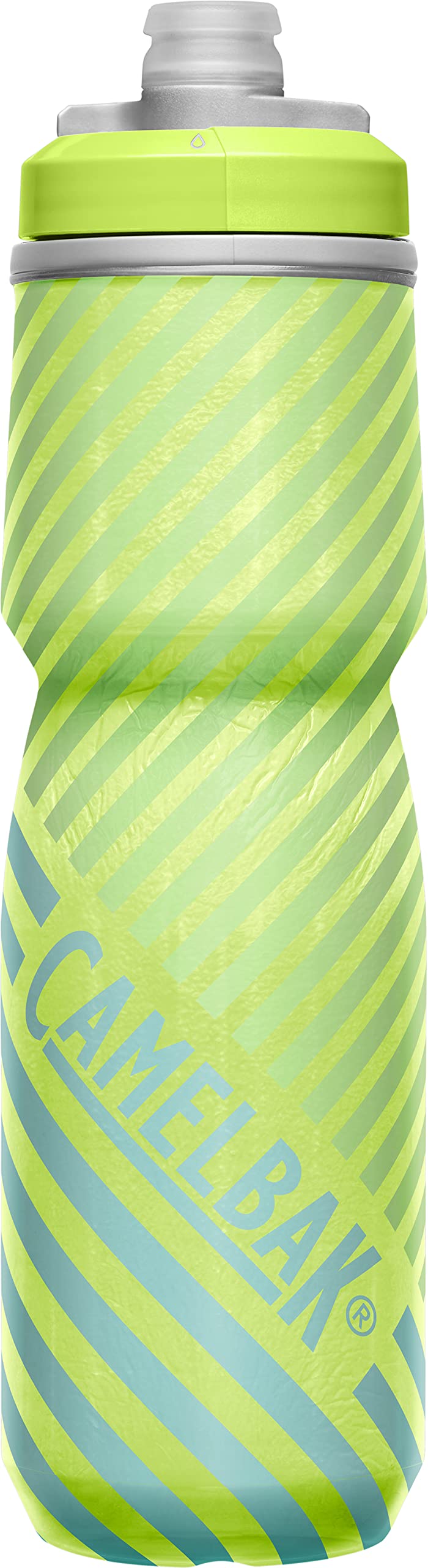 CamelBak Podium Chill Bike Insulated Squeeze Water Bottle Lime/Blue Stripe, 24oz