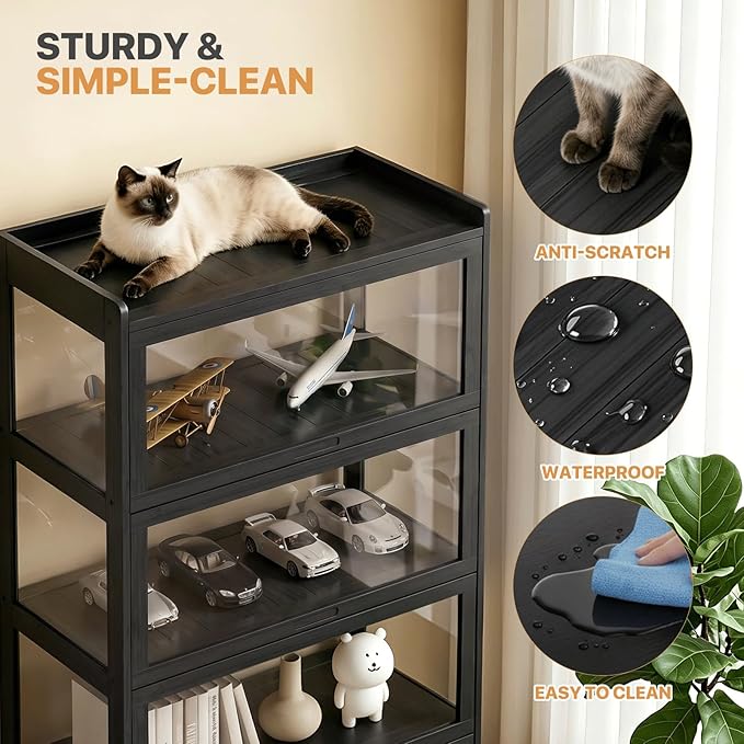 Magshion Display Cabinet with Acrylic Doors, 4-Tier Curio Cabinet