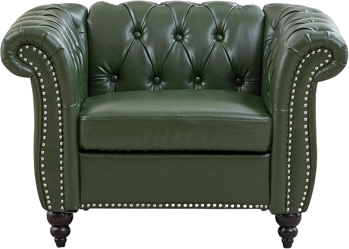 Mid-Century 3 Seater Sofa, Faux Leather Couch