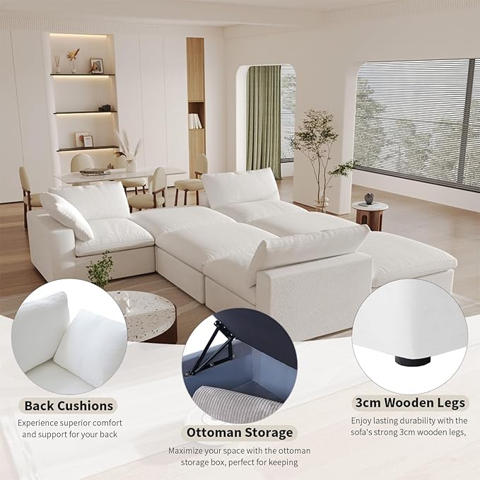 Cloud Modular Sectional Sofa, 80.3" Down Filled Comfort Sofa Couch