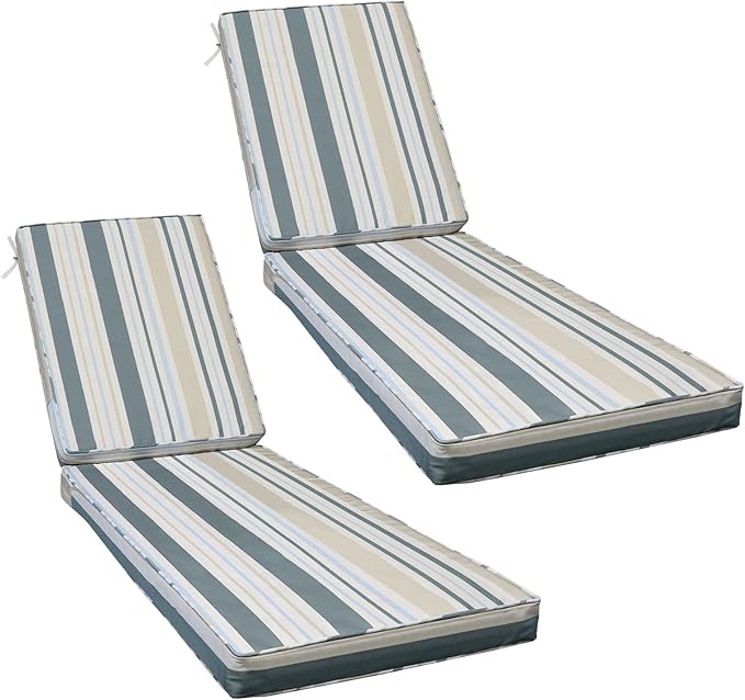 AAAAAcessories Outdoor Chaise Lounge Cushions, Fade-Resistant, Waterproof Patio