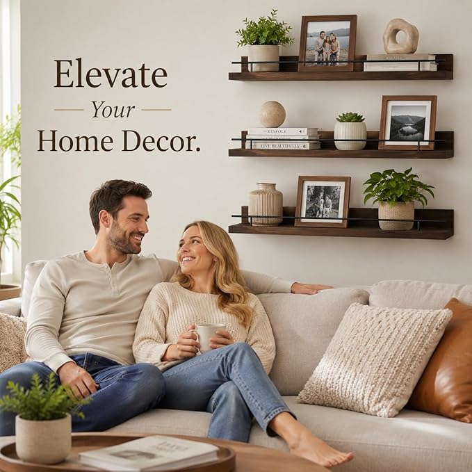 3-Piece Rustic Wood Floating Shelves