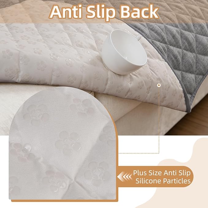 Dog Couch Cover for Sofa 100% Waterproof Faux Linen Sofa Covers for 3 Cushion