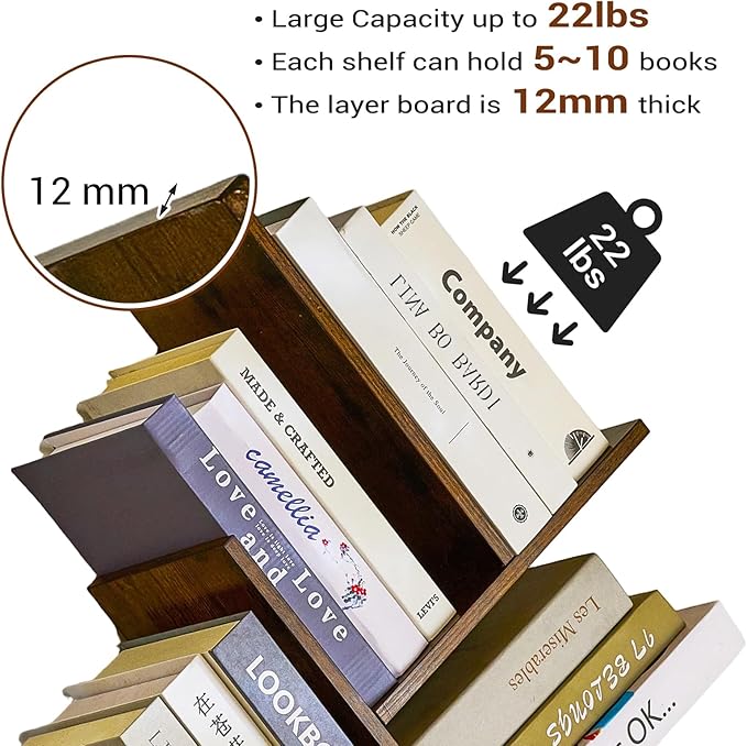 3-Tier Tree Book Shelves for Wall, Small Wall Mounted Shelves, Unique Hanging