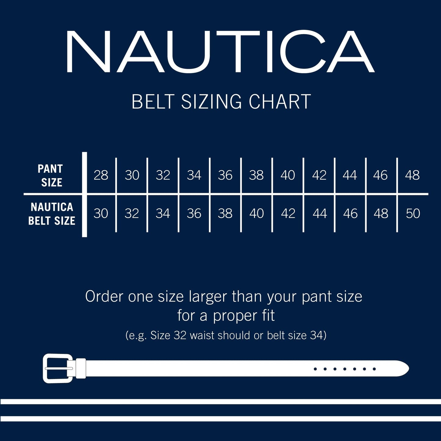 Nautica Men Bold Fashion and Dress Leather Belt with Metal Buckle, Logo Inlay Double Stitch-Black, 36"