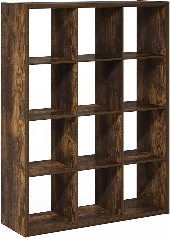 Furinno Cubicle Book Shelf, 12-Cube Bookshelf, Extra Thick Frame Reversible