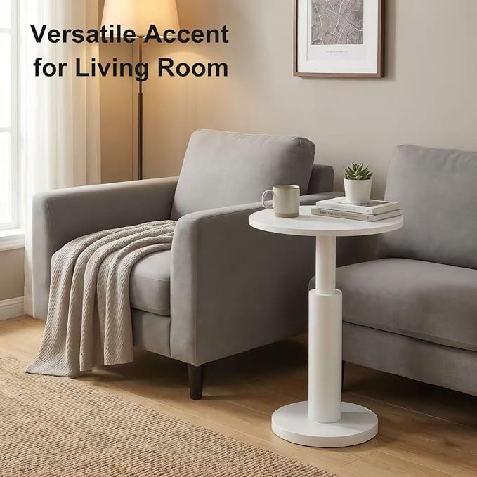 LAATOOREE Round Side Tables Set of 2, Pedestal Drink Table, Spacious Top