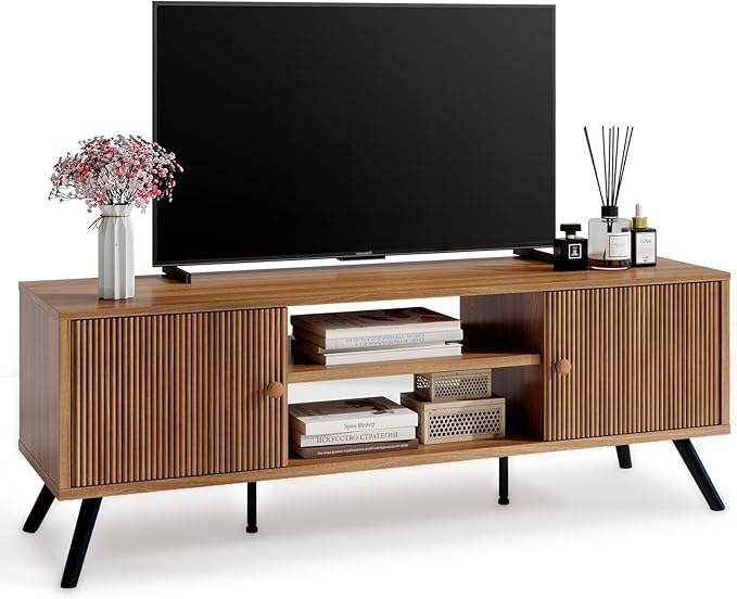 COMHOMA TV Stand for Living Room, Mid Century Modern Entertainment Center for