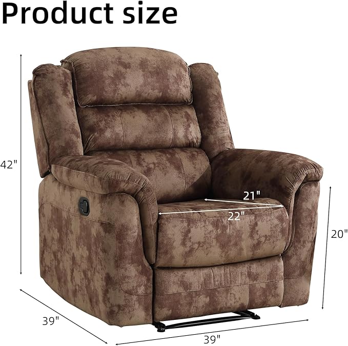 EBELLO Manual Recliner Chair, Soft Fabric Recliner Sofa