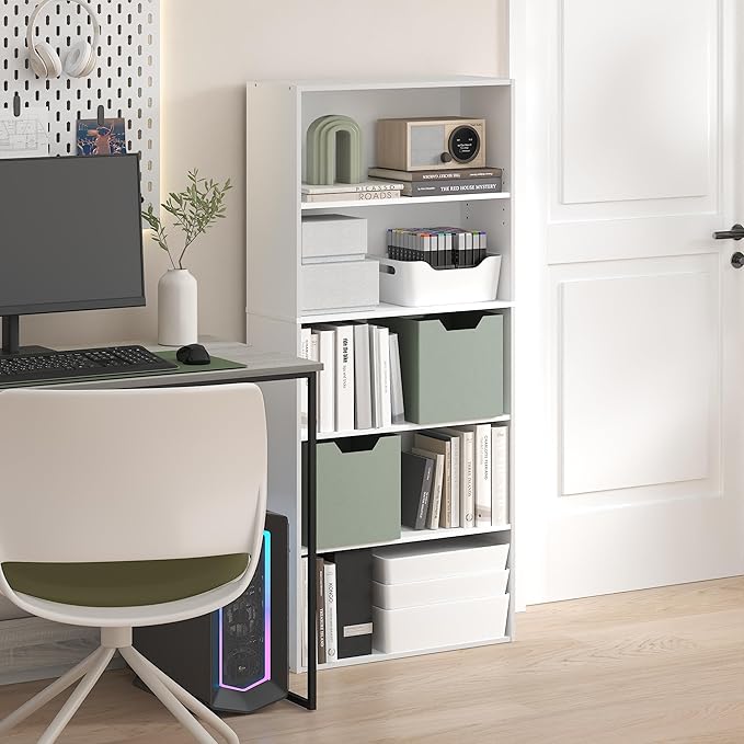 Furinno Jaya Book Shelf, 5-Tier Bookshelf, 52 Inch Tall Standing Bookcase