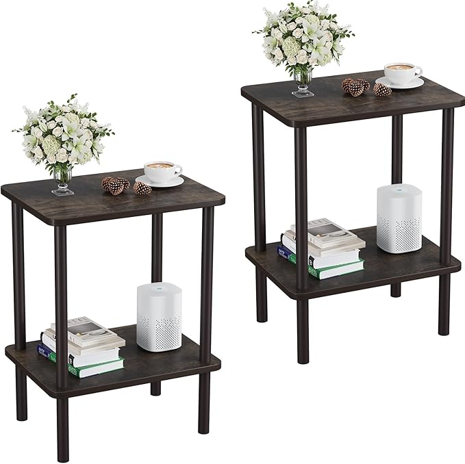 Apicizon 2 Tier End Table Set of 2, Small Side Table