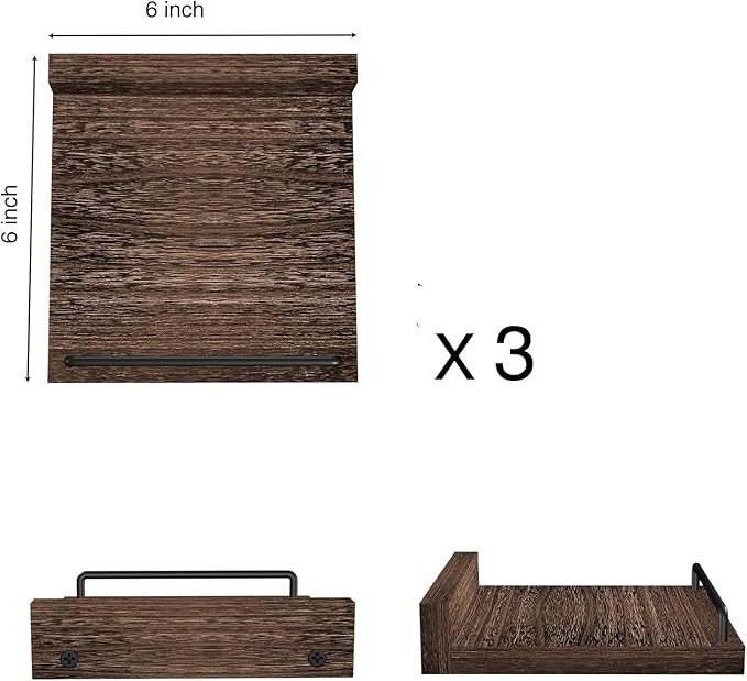 RYOFOBETTO Small Floating Shelf, 6X6 Inches Farmhouse Wall Shelves