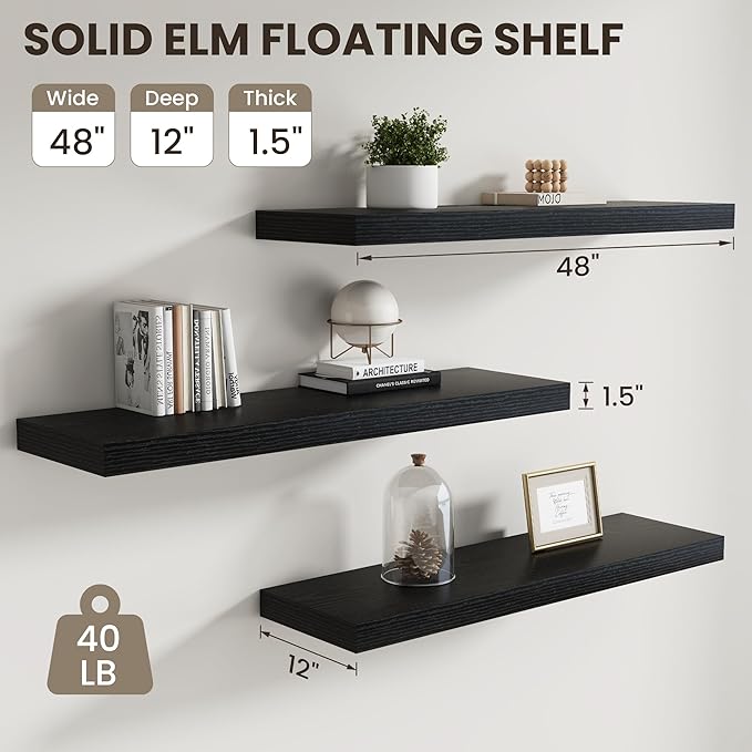 Dreamland 48 inch Floating Shelves, Rustic Wood Floating Wall Shelf