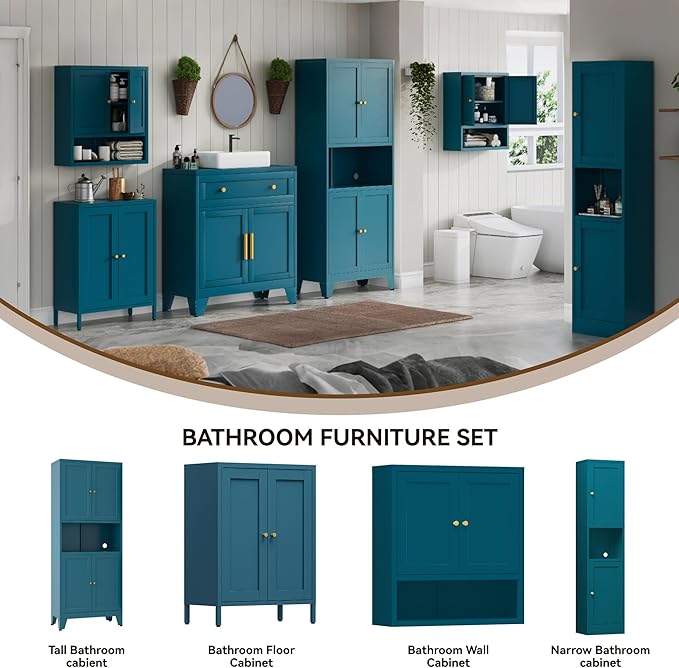 YAUWOH 2-Door Metal Storage Cabinet, Tall Slim Pantry Organizer